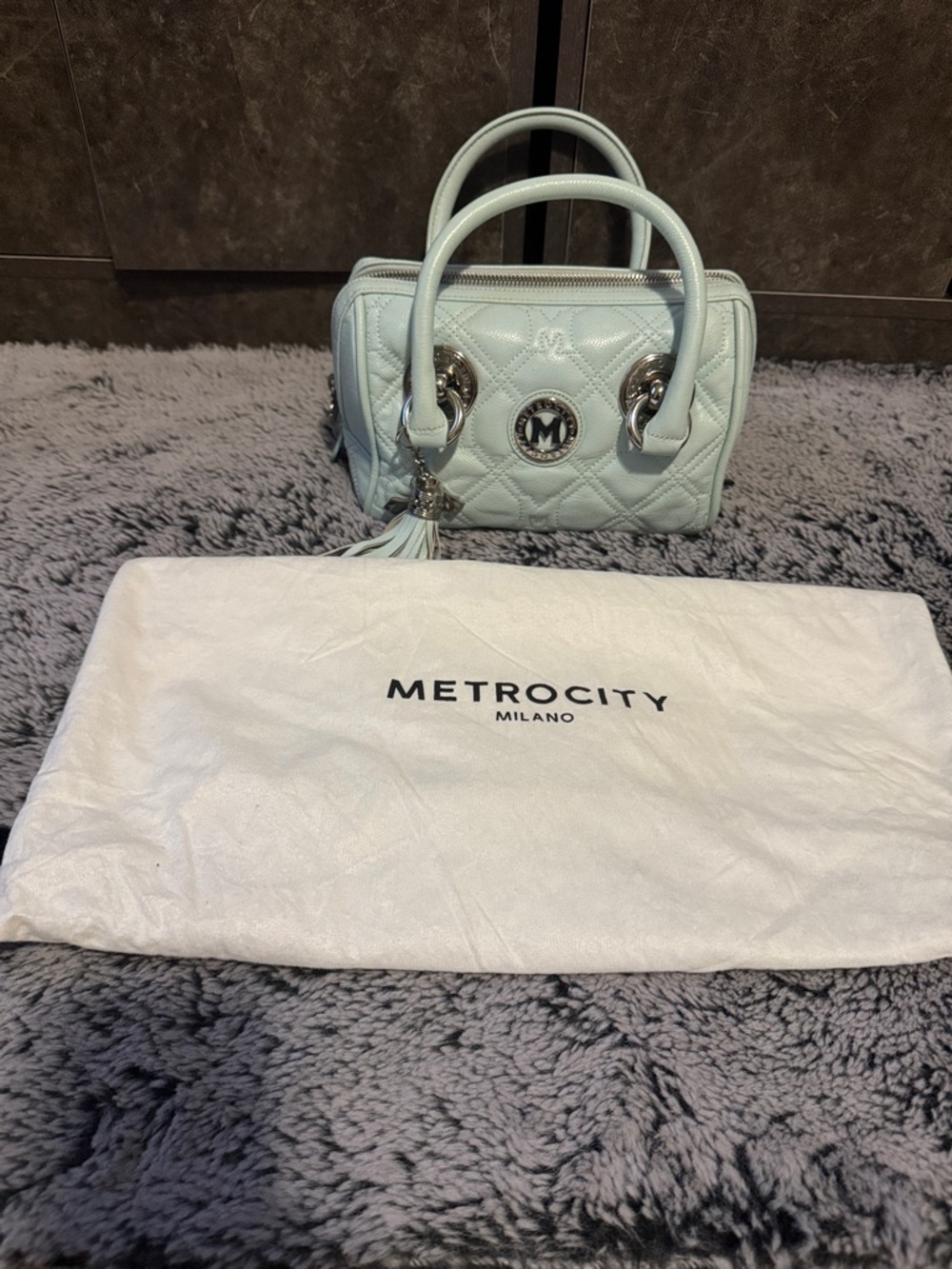 Metrocity Quilted Mini Top-Handle Bag in Light Mint